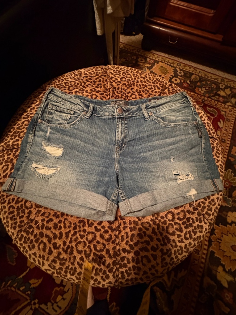Silver Jeans Light Blue Distressed Roll-Hem Denim Shorts